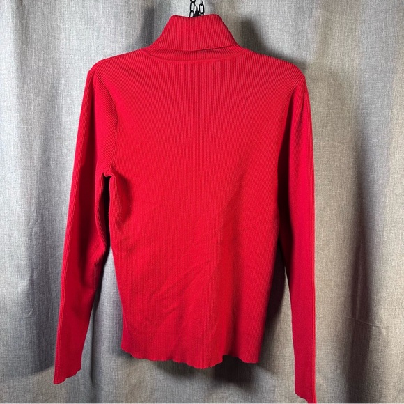 Lauren Ralph Lauren Black Label Cable Knit Turtleneck Sweater Red Womens XL - Picture 2 of 5